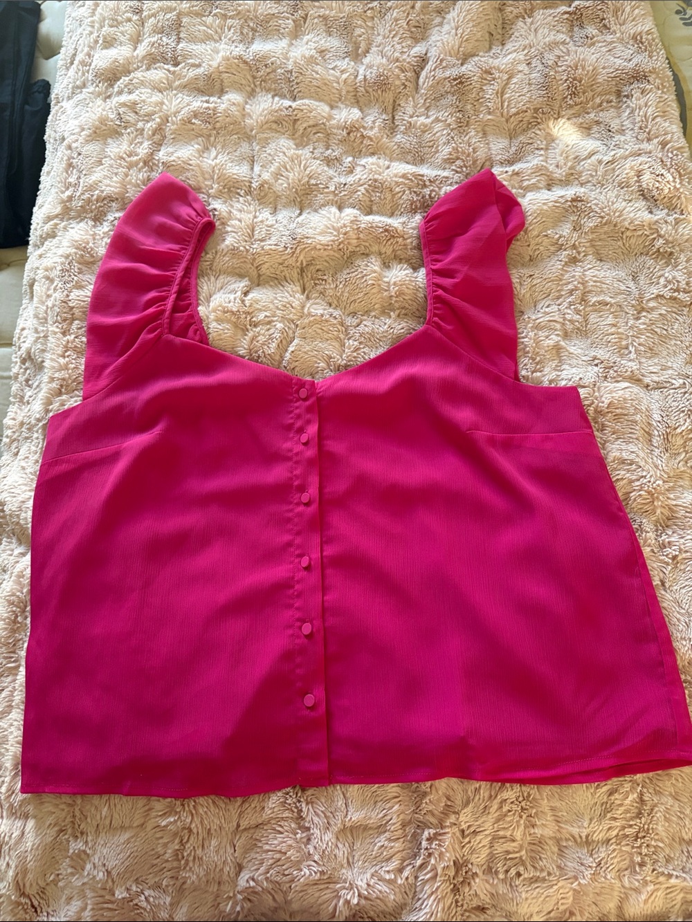 J. Crew Hot Pink Ruffle-Strap Button Front Camisole